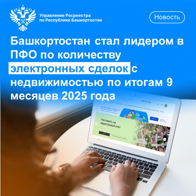 Башкортостан стал лидером в ПФО по количеству электронных сделок с недвижимостью по итогам 9 месяцев 2025 год